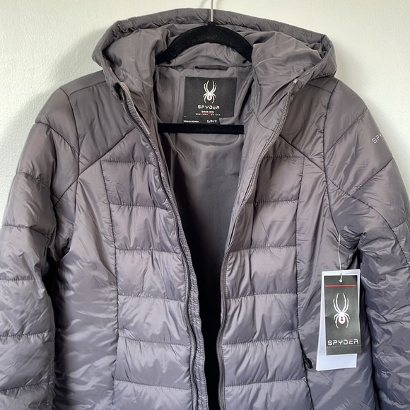 NWT Spyder Clara Puffer Jacket Mineral Grey - Picture 3 of 16